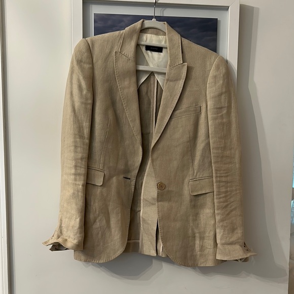 JOSEPH Tan Linen-Blend Blazer Versatile for Business Casual